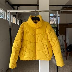 Abercrombie & Fitch Puffer Jacket Women’s Small Vibrant Yellow Quilted Full Zip